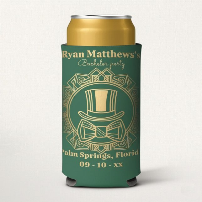 Enfriador De Latas Slim Partido de licenciatura Art Déco Personalizado (Subido por el creador)