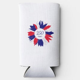Enfriador De Latas Slim Patriotic 4th of July Floral Bbq 250 Anniversary 