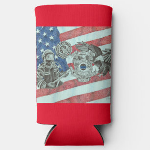 Enfriador De Latas Slim Patriotic First Responder