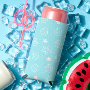 Enfriador De Latas Slim Patrón azul de luz de las marismas y de las estrel