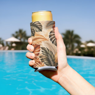 Enfriador De Latas Slim Patrón Botánico Monstera Tropical de Otoño