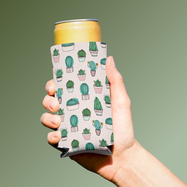 Enfriador De Latas Slim Patrón Cacti Cactus Succulent (Subido por el creador)