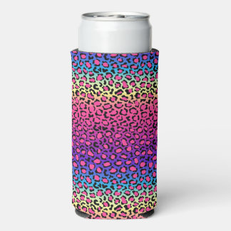 Enfriador De Latas Slim Patrón colorido de piel de leopardo