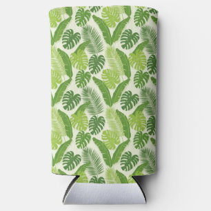 Enfriador De Latas Slim Patrón continuo de hojas tropicales y Monstera
