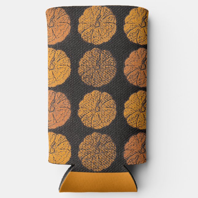 Enfriador De Latas Slim Patrón de calabaza (Anverso)