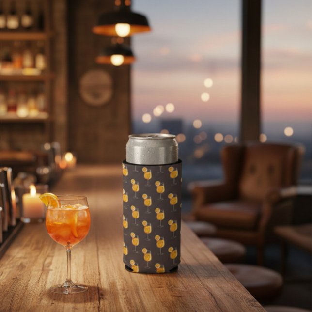 Enfriador De Latas Slim Patrón de cóctel Aperol Spritz sin costuras (Subido por el creador)