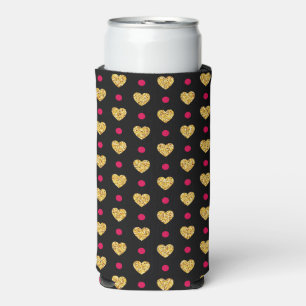 Enfriador De Latas Slim Patrón de Corazones de Oro del Día de San Valentín