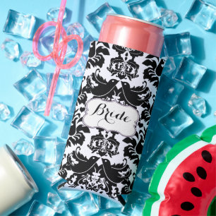 Enfriador De Latas Slim Patrón de Damasco de estilo vintage de una novia r