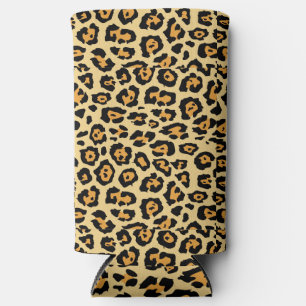 Enfriador De Latas Slim Patrón de estampado de animal de leopardo