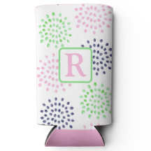 Patrón de flores Color de agua Monograma Marina Ro