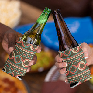 Enfriador De Latas Slim Patrón de formas geométricas de color de cosecha