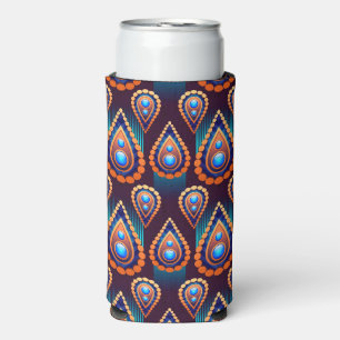 Enfriador De Latas Slim Patrón de joyas coloridas Paisley Like