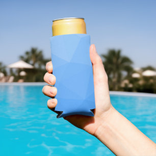 Enfriador De Latas Slim Patrón de malla geométrica de gradiente azul claro