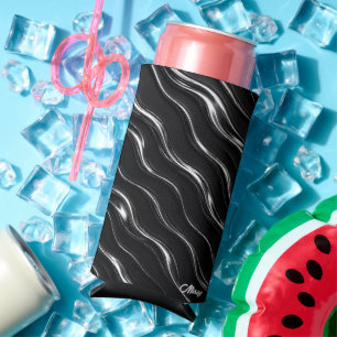 Enfriador De Latas Slim Patrón de movimiento de cromo líquido Futurista