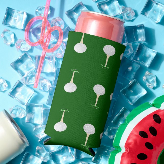 Enfriador De Latas Slim Patrón de pelotas de golf en verde (Verano in situ)