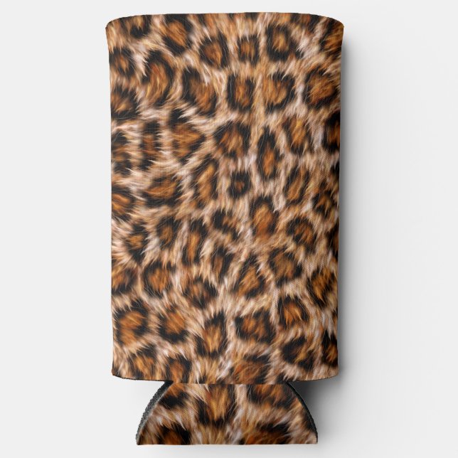 Enfriador De Latas Slim Patrón de piel marrón de gato leopardo de Jaguar-2 (Anverso)