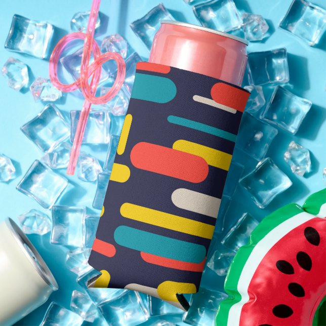 Enfriador De Latas Slim Patrón de rectángulo redondeado geométrico (Verano in situ)