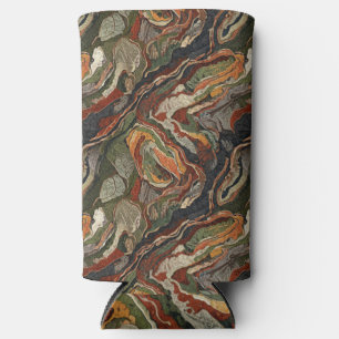Enfriador De Latas Slim Patrón de remolino de tonos terrosos abstractos