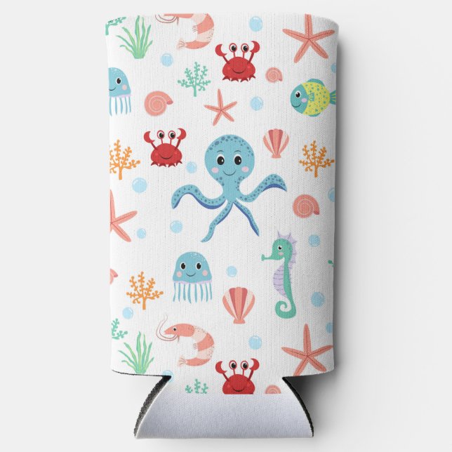 Enfriador De Latas Slim Patrón del mundo marino (Anverso)