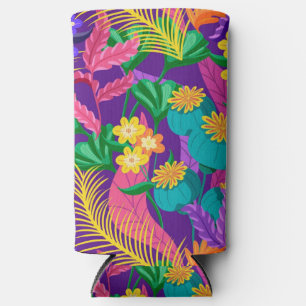 Enfriador De Latas Slim Patrón floral exótico colorido-23148