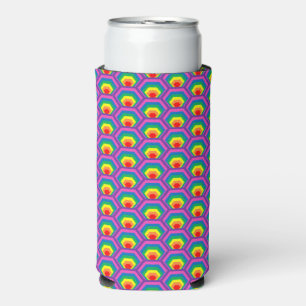 Enfriador De Latas Slim Patrón hexágono de colores arcoiris