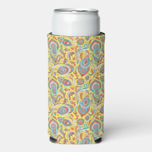Enfriador De Latas Slim Patrón paisley floral sin costuras de estilo indio