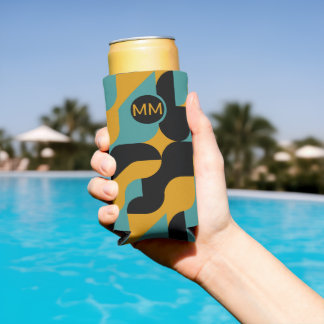 Enfriador De Latas Slim Patrón resumen monogramado personalizado