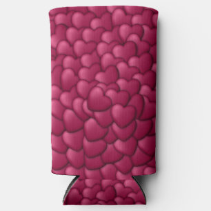 Enfriador De Latas Slim Patrón Romántico de Corazones Rojos 3D-32322