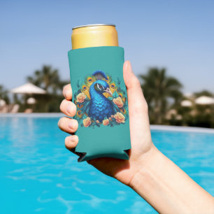 Enfriador De Latas Slim Pavo con rosas de melocotón