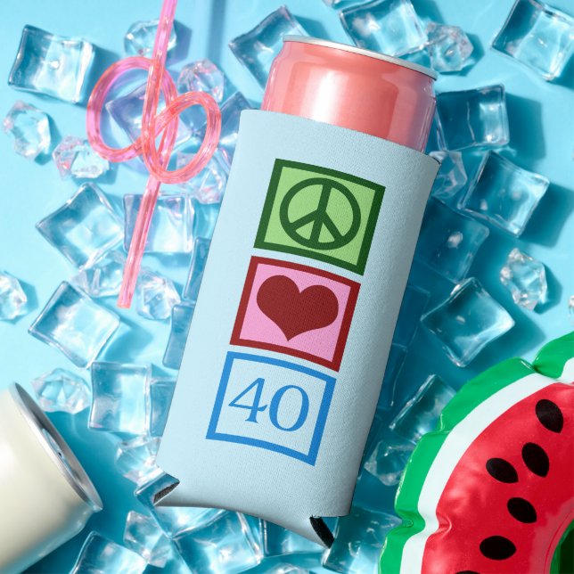 Enfriador De Latas Slim Peace Love 40 Cute Blue 40 Nacimiento Fiesta (Verano in situ)