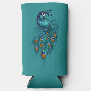 Enfriador De Latas Slim Peacock Feathers Art