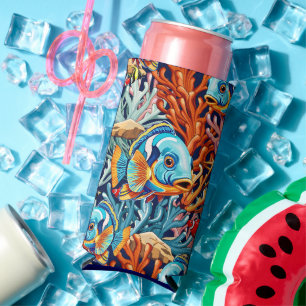 Enfriador De Latas Slim Peces Tropicales Vibraciones Veraniegas Coloridas