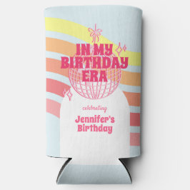 Enfriador De Latas Slim Pelota De Disco Rosa Retro En Mi Fiesta De La Era 