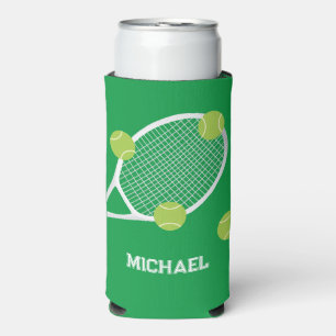 Enfriador De Latas Slim Pelota de raqueta de tenis verde personalizada