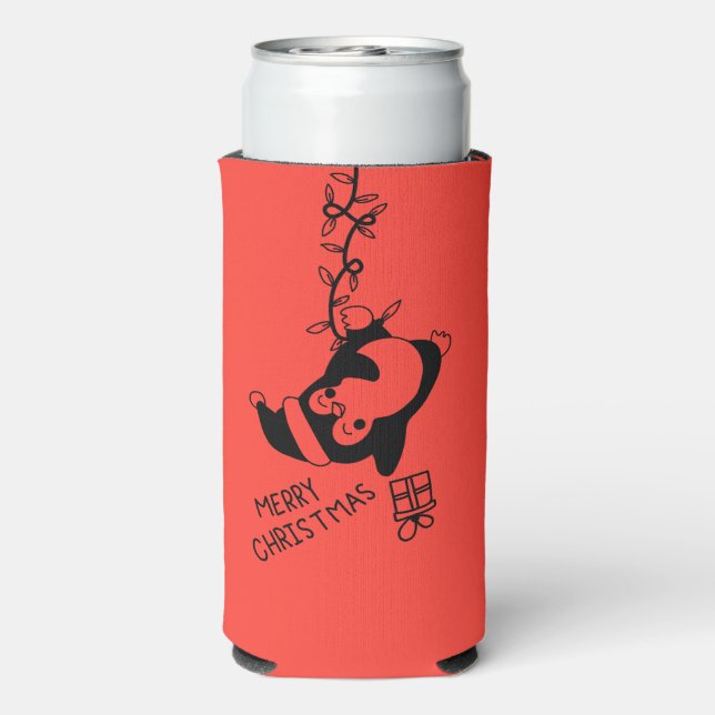 Enfriador De Latas Slim Penguine distributing christmas gifts (Reverso Agua con Gas)