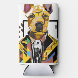 Enfriador De Latas Slim Perro con traje: Arte digital