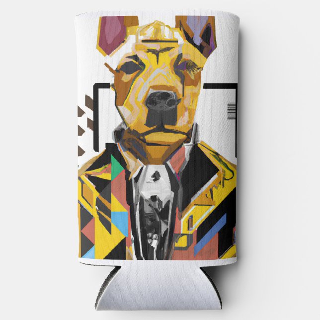 Enfriador De Latas Slim Perro con traje: Arte digital (Anverso)
