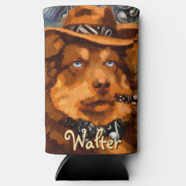 Enfriador De Latas Slim Perro de gangster guapo con ojos azules personaliz