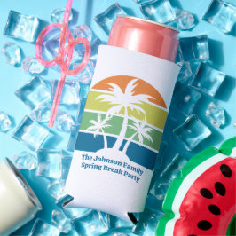 Enfriador De Latas Slim Personalizable Fiesta de Palm Trees Island Tropica