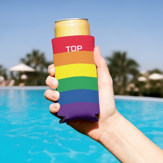 Enfriador De Latas Slim Personalización de la bandera del orgullo gay gay  (Piscina in situ)