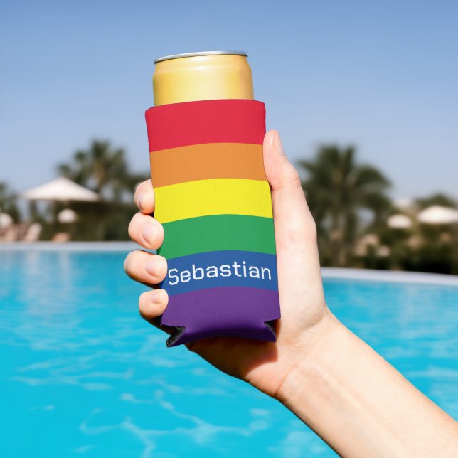 Enfriador De Latas Slim Personalización de la bandera del orgullo gay gay  (Piscina in situ)