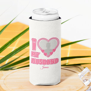 Enfriador De Latas Slim Personalizado Amo a mi esposo - Agregar foto y nom