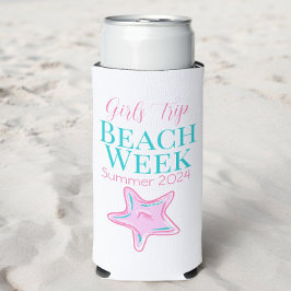 Enfriador De Latas Slim Personalizado Chica Trip Beach Week Starfish