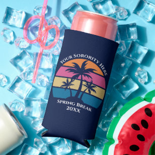 Enfriador De Latas Slim Personalizado Cuidado Spring Break Beach Fiesta Pa
