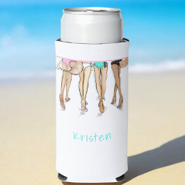 Enfriador De Latas Slim Personalizado de Bikini de fin de semana de la fie