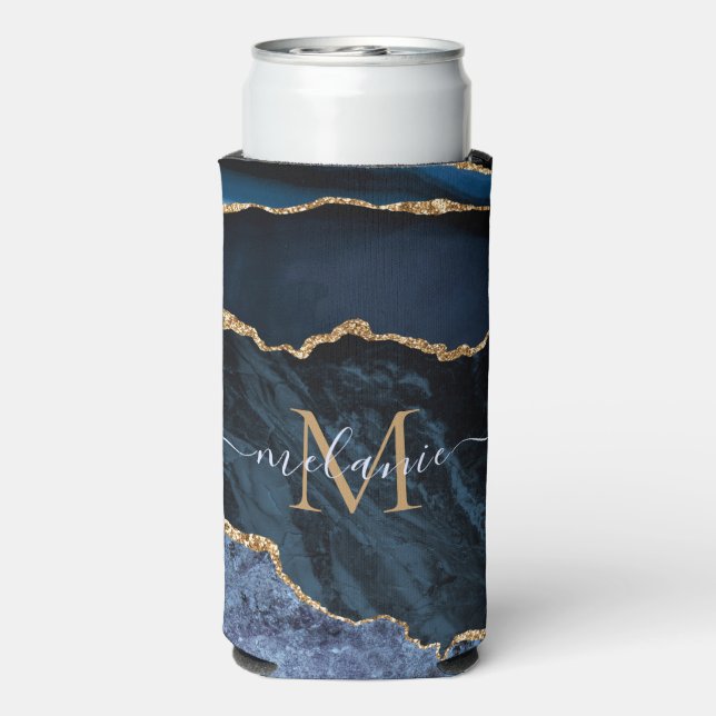 Enfriador De Latas Slim Personalizado de oro azul de la marina Refrigerado (Reverso Agua con Gas)