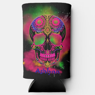 Enfriador De Latas Slim Personalizado de Trippy Psicodélico Skull Colorful