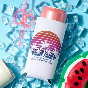 Enfriador De Latas Slim Personalizado de vacaciones Sunset de la Reunión d
