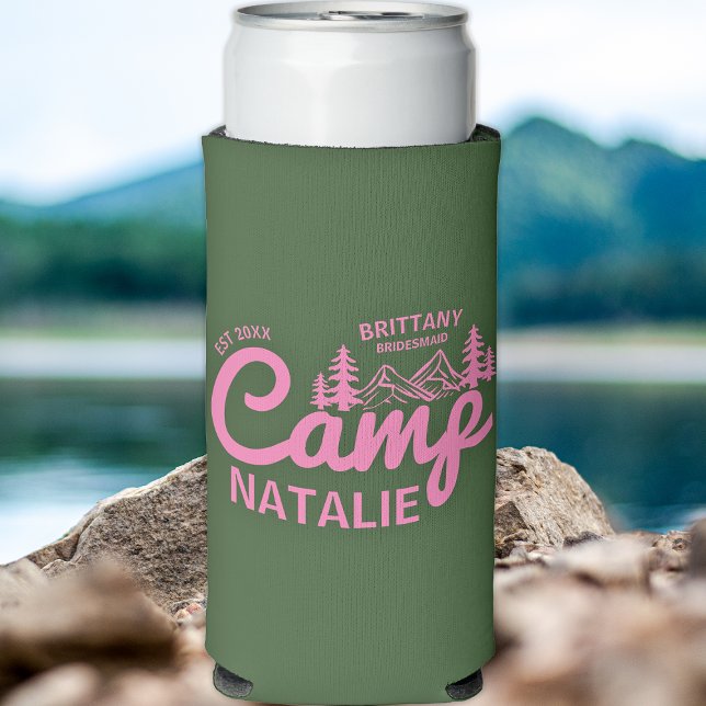 Enfriador De Latas Slim Personalizado del partido Bachelorette de Camp Bac (Subido por el creador)