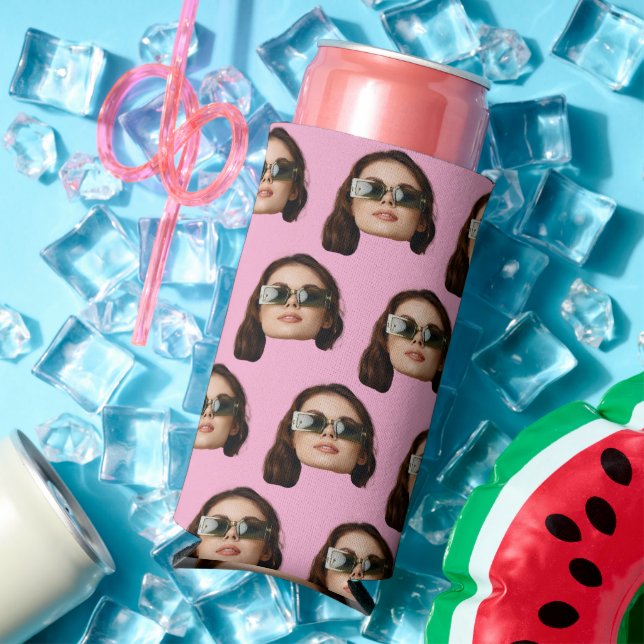 Enfriador De Latas Slim Personalizado Face Birthday favorece a Bachelor Pa (Verano in situ)